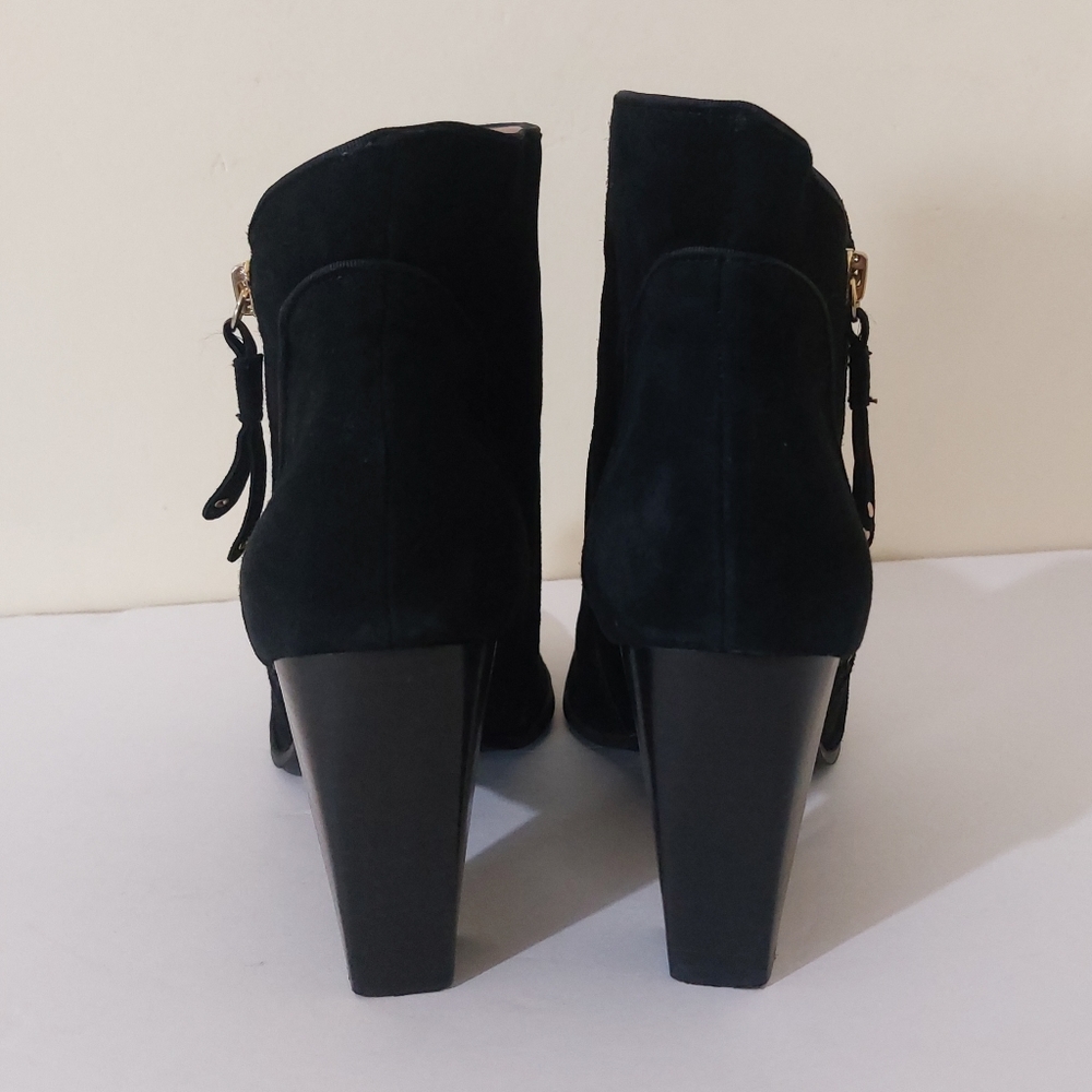 Adrienne Vittadini 9.5 Womens Taki Black Suede Stacked Heel Ankle Fall Bootie - Picture 3 of 12